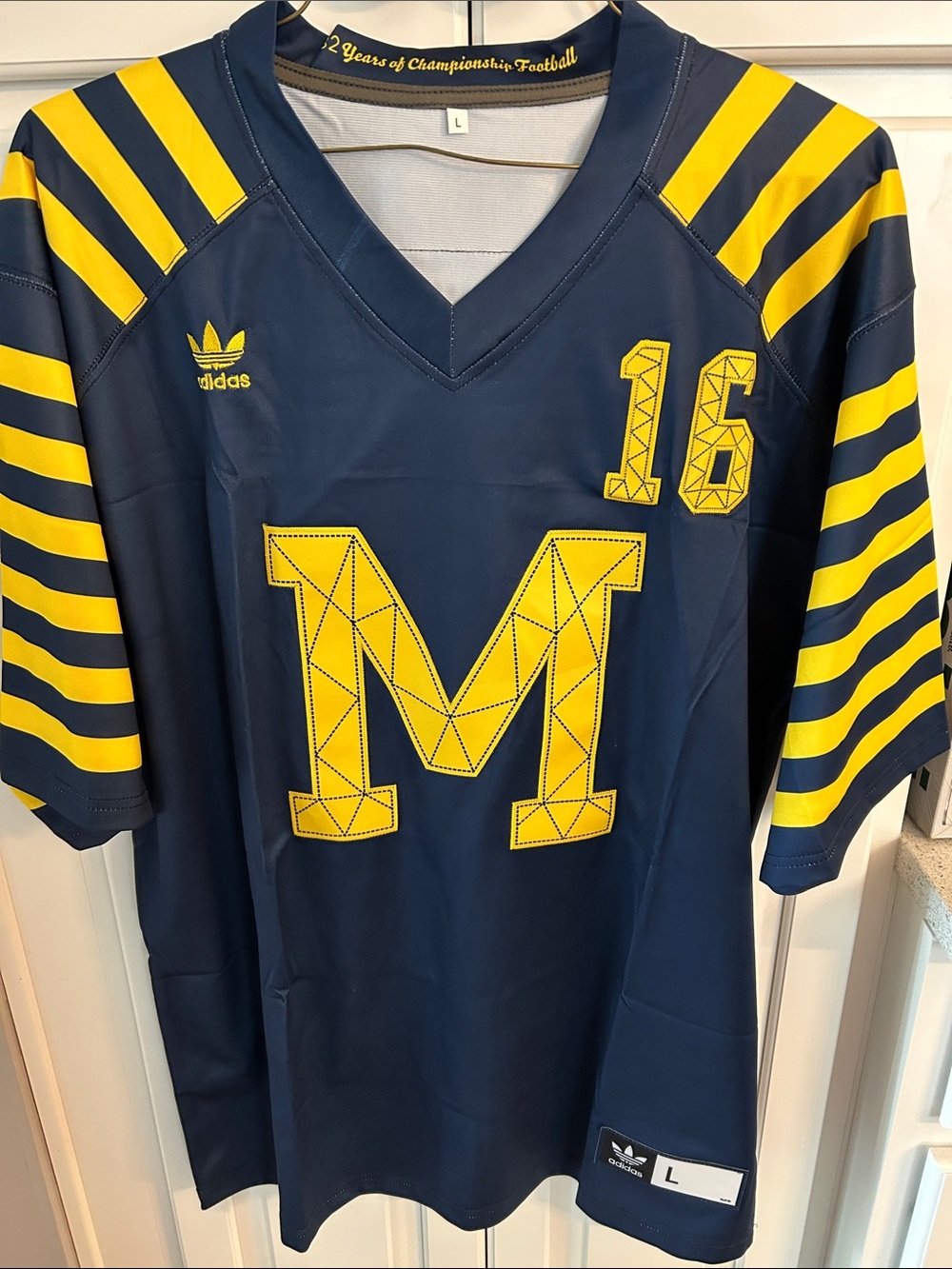 Denard Robinson - Adidas Navy and Yellow Michigan vintage ‘M' Football Jersey